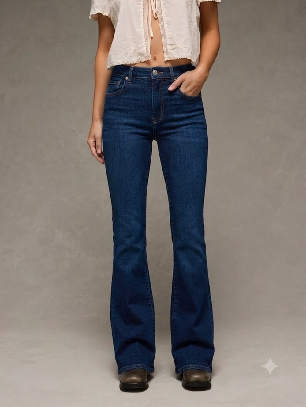 Sz 6 AE Super High-Waisted Flare Jeans Dark Blue Wash *AS-IS*